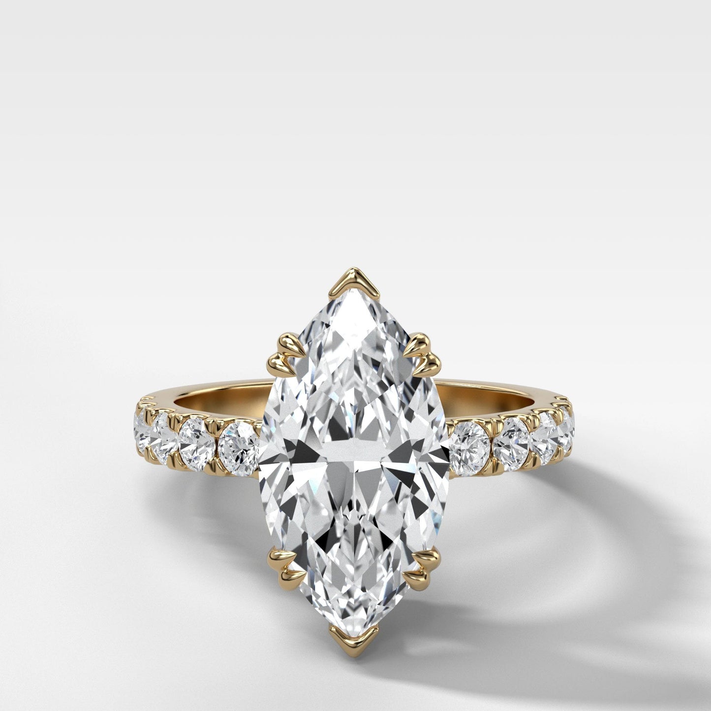 Marquise Shaped Three Stone Lab Grown Diamond Engagement Ring