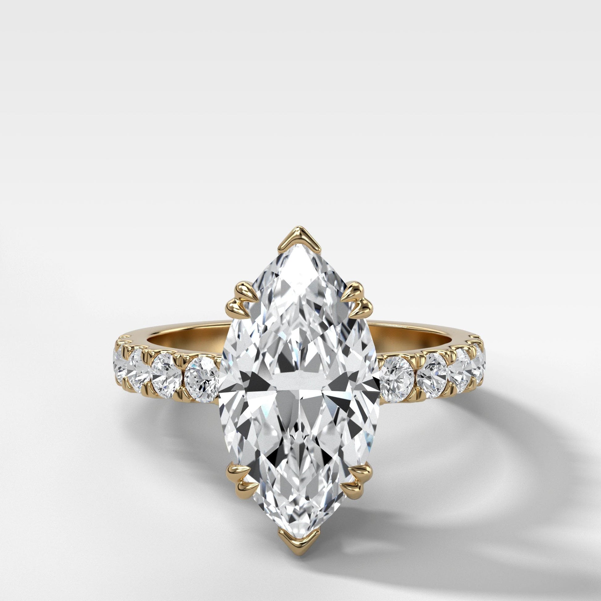 Marquise Shaped Three Stone Lab Grown Diamond Engagement Ring