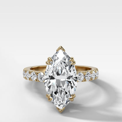 Marquise Shaped Three Stone Lab Grown Diamond Engagement Ring