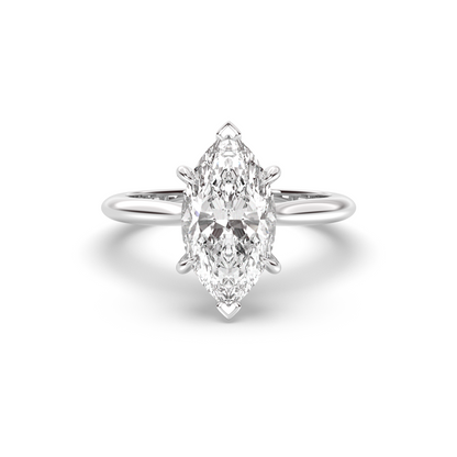 Marquise Shaped Three Stone Lab Grown Diamond Engagement Ring
