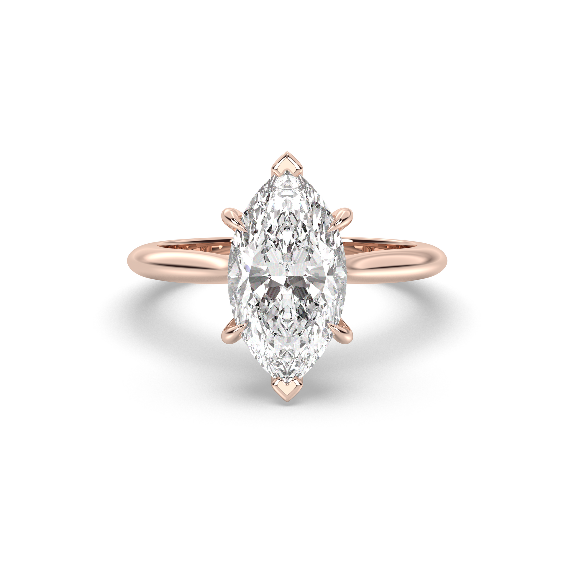 Marquise Shaped Three Stone Lab Grown Diamond Engagement Ring