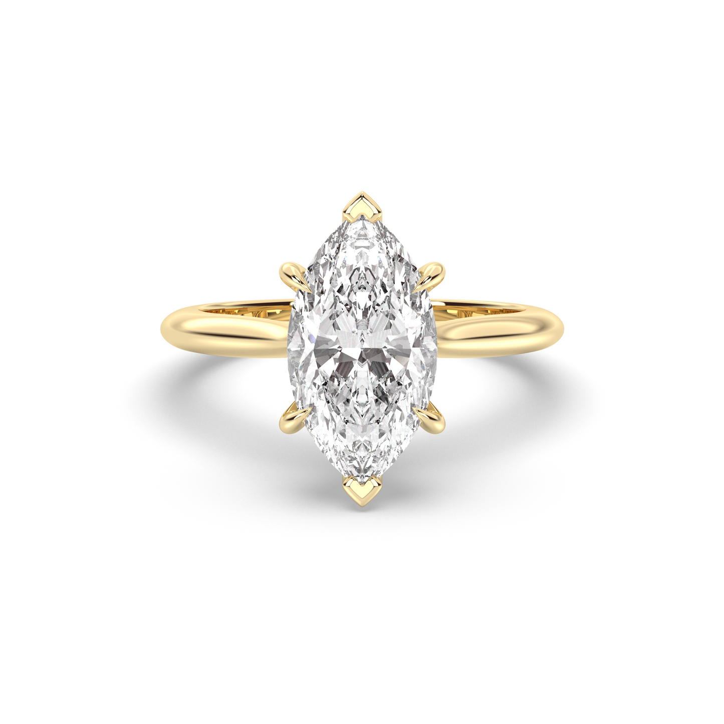 Marquise Shaped Three Stone Lab Grown Diamond Engagement Ring
