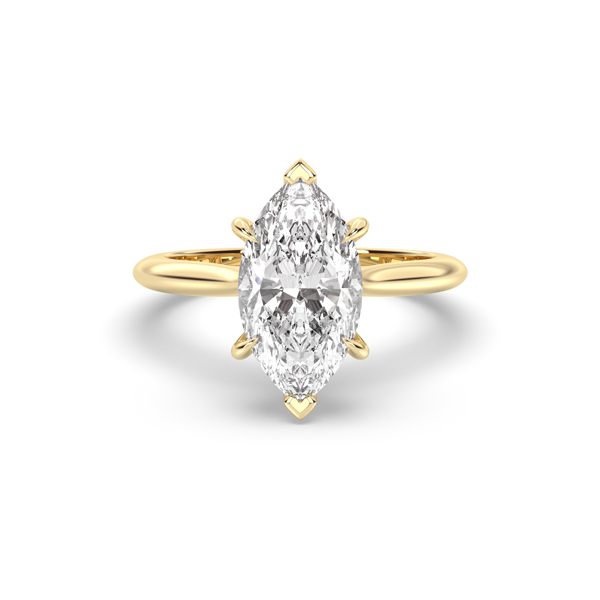 Marquise Shaped Three Stone Lab Grown Diamond Engagement Ring