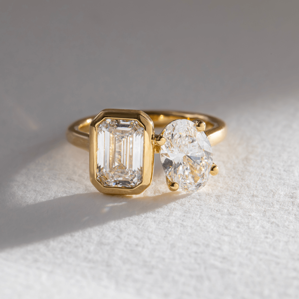 Marquise Shaped Three Stone Lab Grown Diamond Engagement Ring