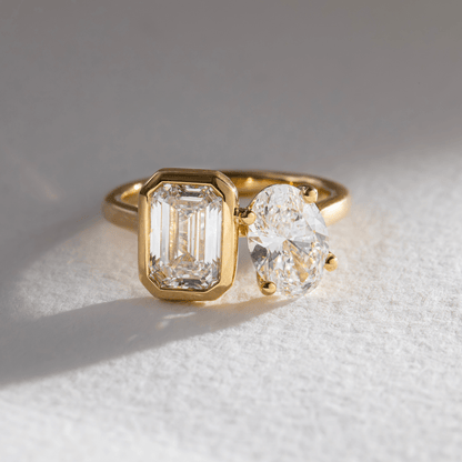 Marquise Shaped Three Stone Lab Grown Diamond Engagement Ring