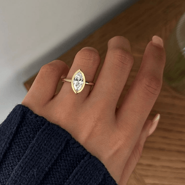 Marquise Shaped Three Stone Lab Grown Diamond Engagement Ring