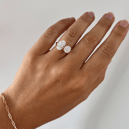 Marquise Shaped Three Stone Lab Grown Diamond Engagement Ring