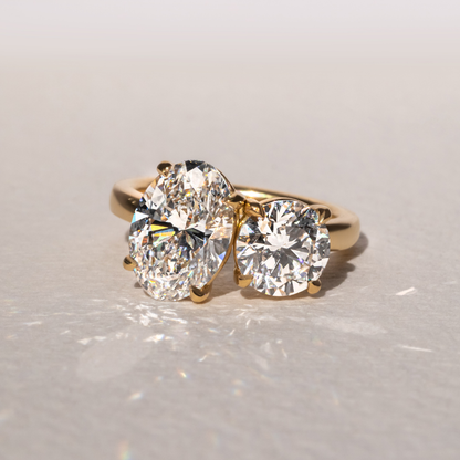 Marquise Shaped Three Stone Lab Grown Diamond Engagement Ring