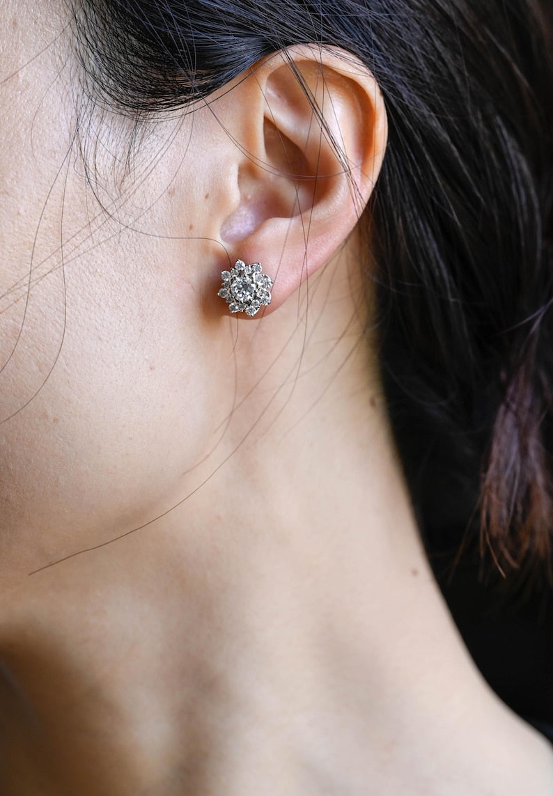 0.50 TCW Round Cut Moissanite Halo Earrings in Gold 6