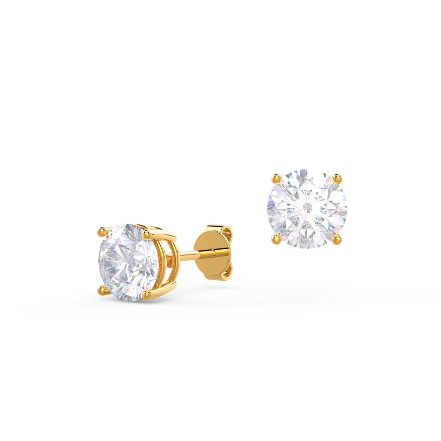 1.0 TCW Round Shape Moissanite Stud Earrings in Gold 4