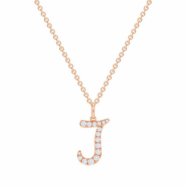 Letter 0.10 CT Round Moissanite Diamond Letter Pendant Necklace in Solid Gold 2