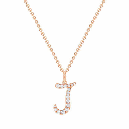 Letter 0.10 CT Round Moissanite Diamond Letter Pendant Necklace in Solid Gold 2