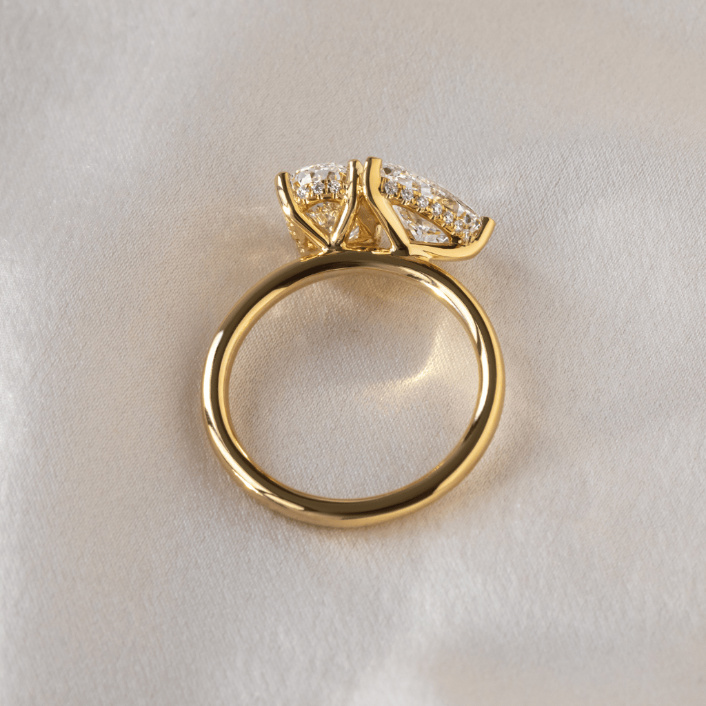 Marquise Shaped Three Stone Lab Grown Diamond Engagement Ring