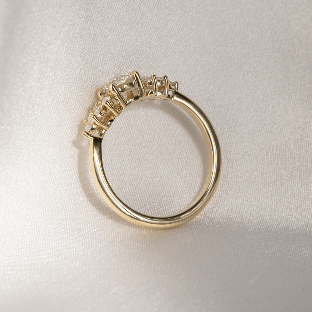 Marquise Shaped Three Stone Lab Grown Diamond Engagement Ring