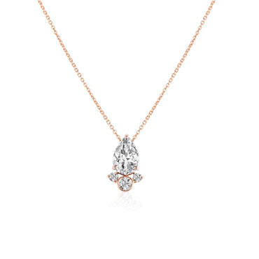 1.50 CT Pear Moissanite Diamond Cluster Pendant Necklace in Solid Gold 1
