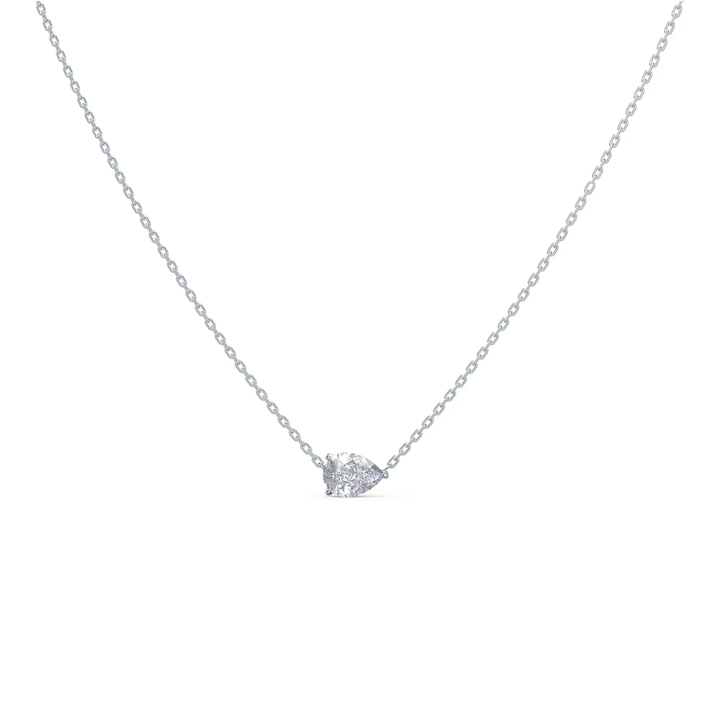 1.0 CT East West Pear Cut Moissanite Diamond Solitaire Pendant Necklace in Solid Gold 5