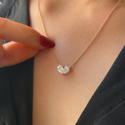 1.0 CT Pear Moissanite Diamond Two Stone Pendant Necklace in Solid Gold 7