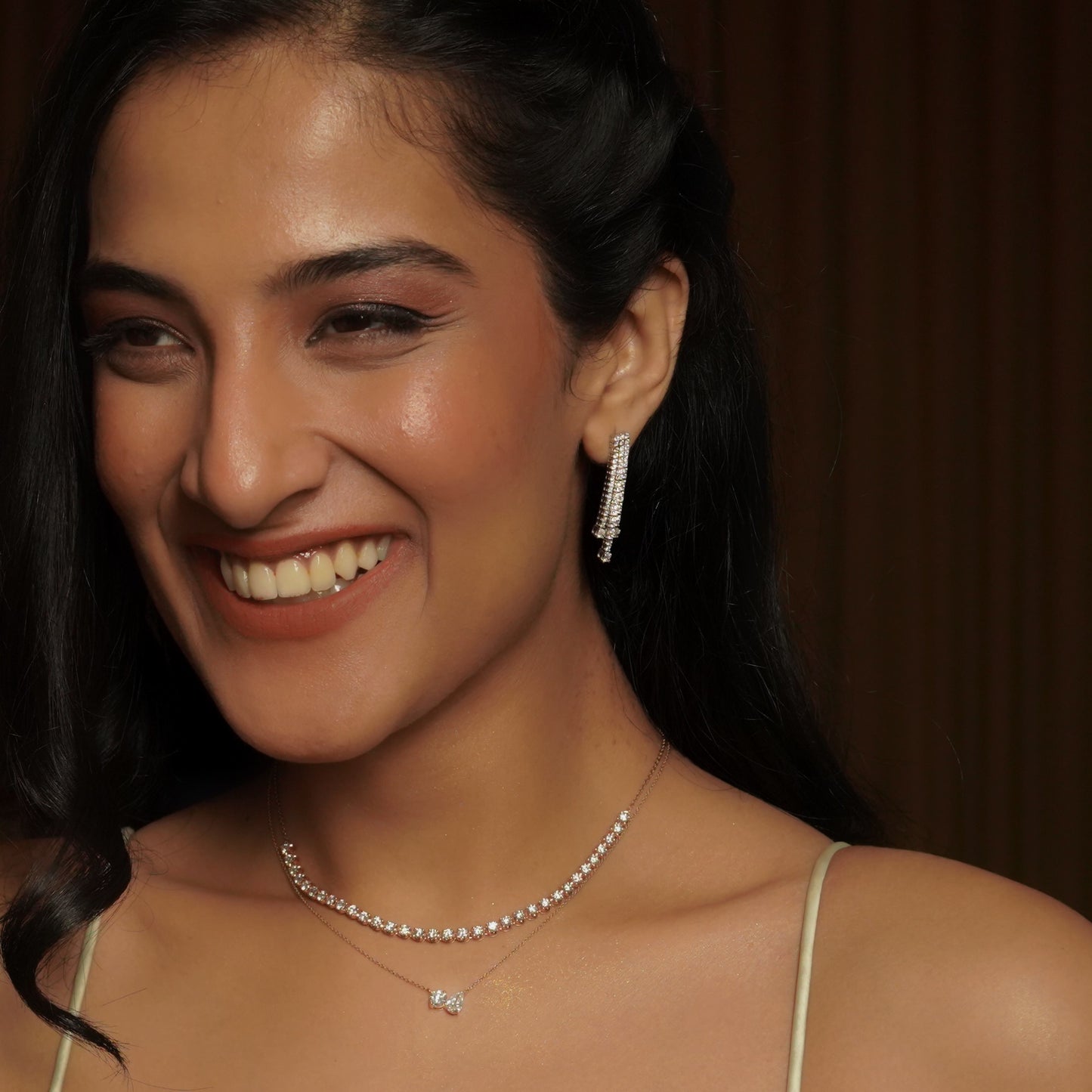 2.0 CT Pear & Round Moissanite Diamond Two Stone Pendant Necklace in Solid Gold 5