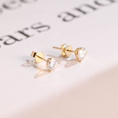 0.70 TCW Round Cut Moissanite Stud Earrings in Gold 7