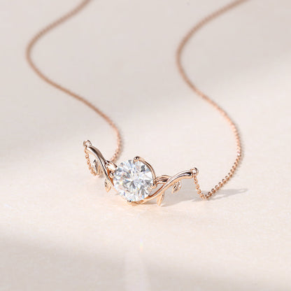 2.0 CT Round Moissanite Diamond Solitaire Pendant Necklace in Solid Gold 2