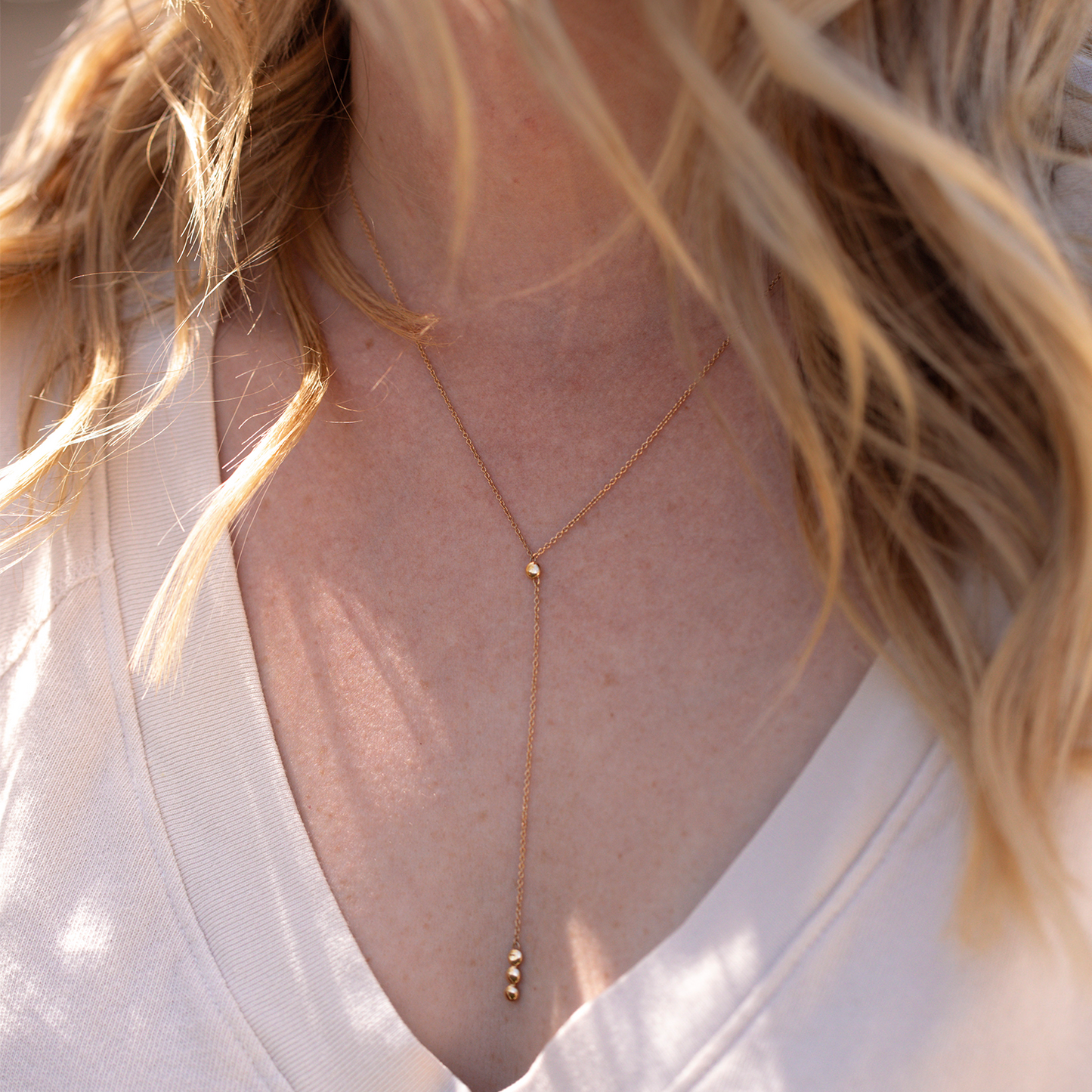 Lariat Necklace in Solid Gold 2