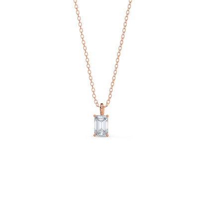 1.0 CT Emerald Cut Moissanite Diamond Solitaire Pendant Necklace in Solid Gold 7