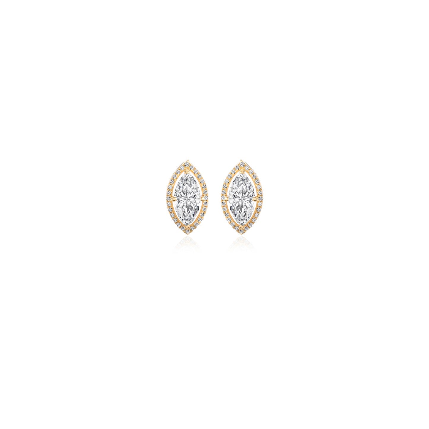 0.75 TCW Marquise & Round Cut Moissanite Halo Earrings in Gold 1