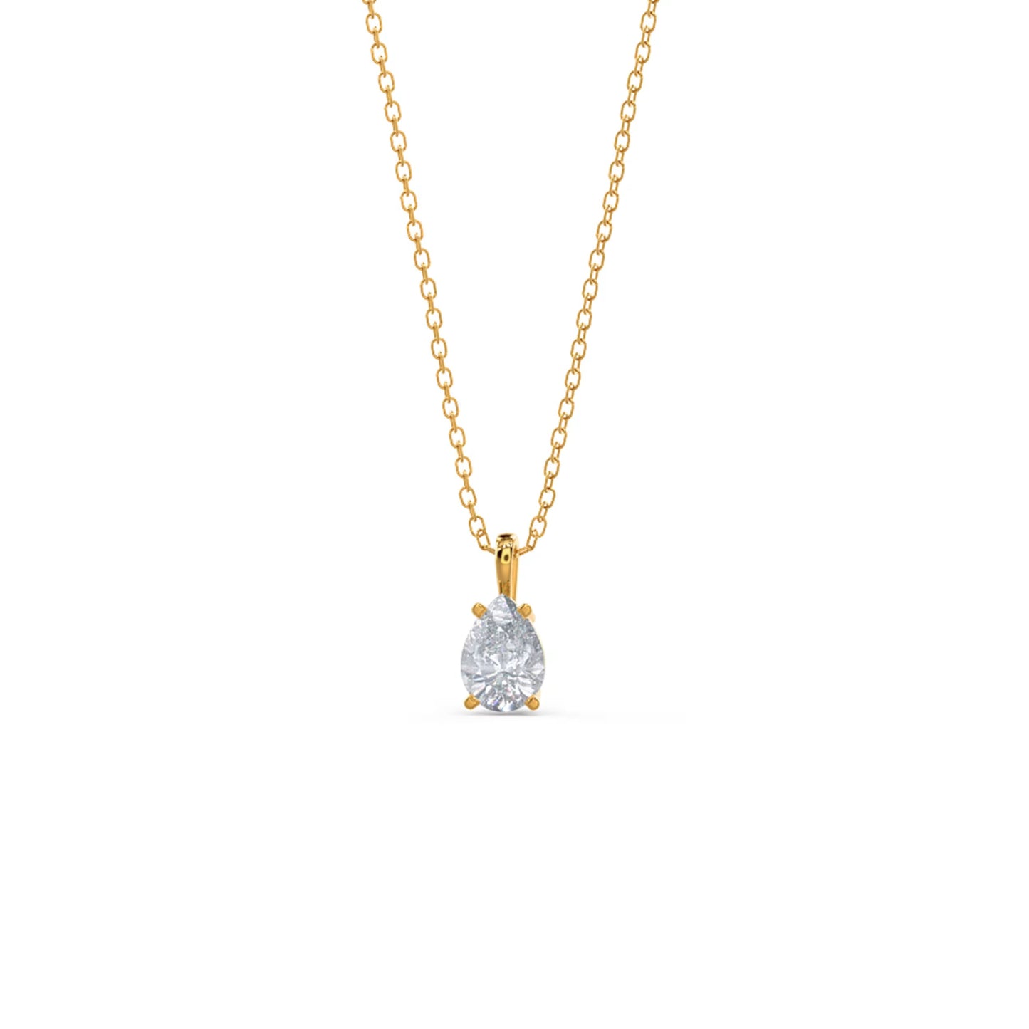 1.0 CT Pear Cut Moissanite Diamond Solitaire Pendant Necklace in Solid Gold 3