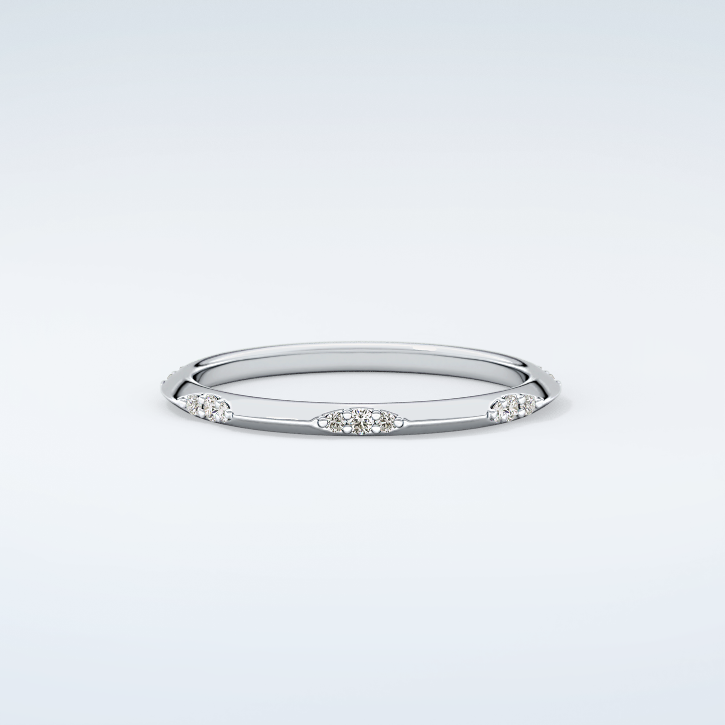 0.09 TCW Round Shaped Moissanite Wedding Band 16