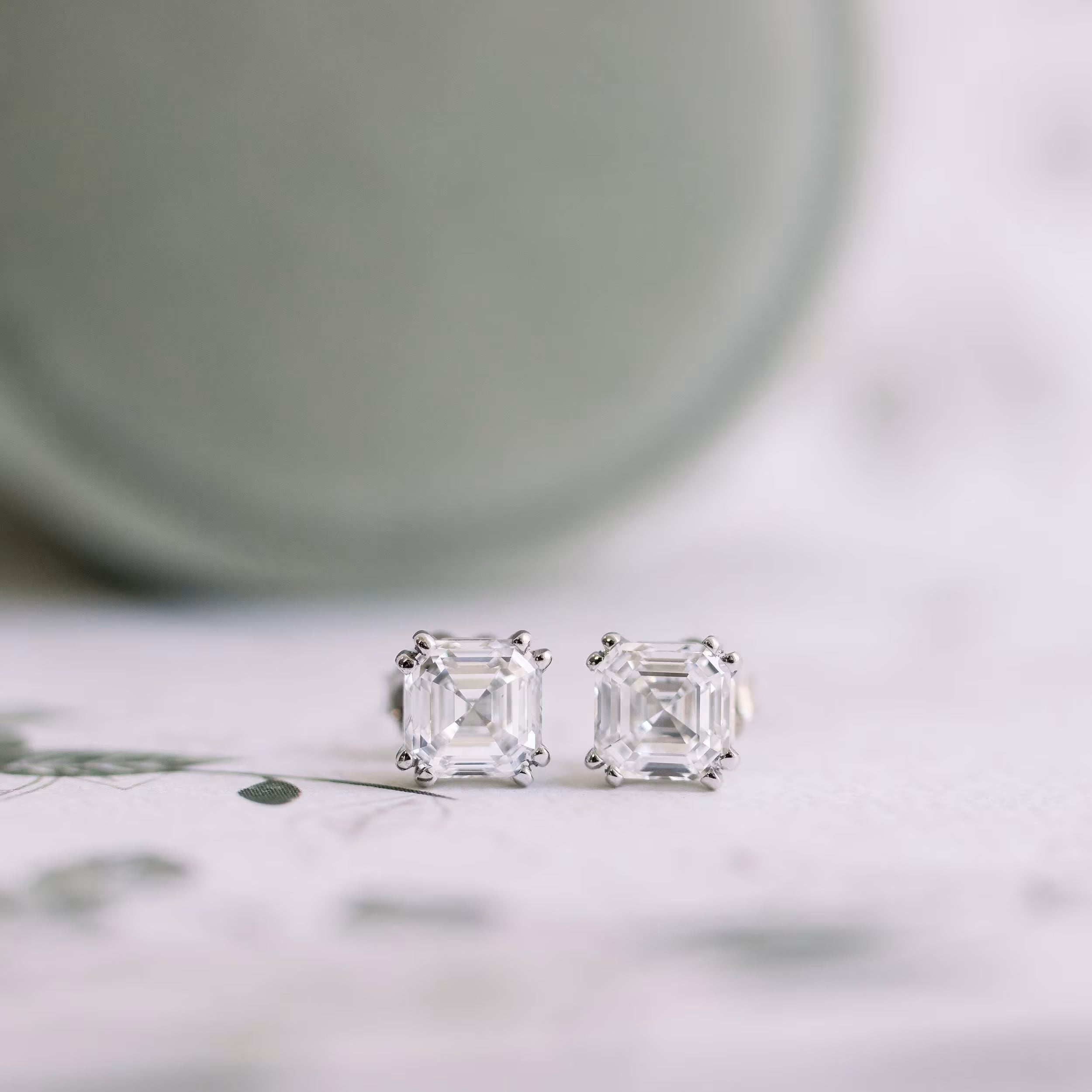 1.50 TCW Asscher Shape Moissanite Stud Earrings in Gold 4