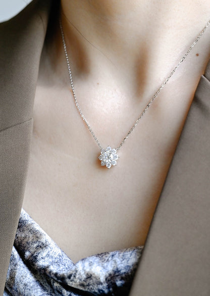 0.50 TCW Round Moissanite Diamond Halo Pendant Necklace in Solid Gold 4