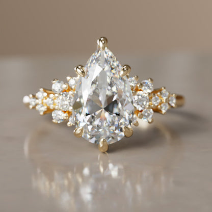 Marquise Shaped Three Stone Lab Grown Diamond Engagement Ring