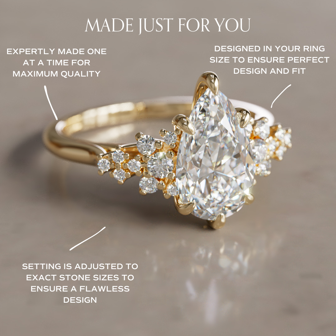 Marquise Shaped Three Stone Lab Grown Diamond Engagement Ring