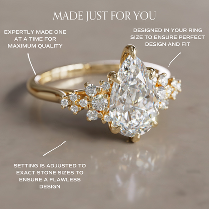 Marquise Shaped Three Stone Lab Grown Diamond Engagement Ring