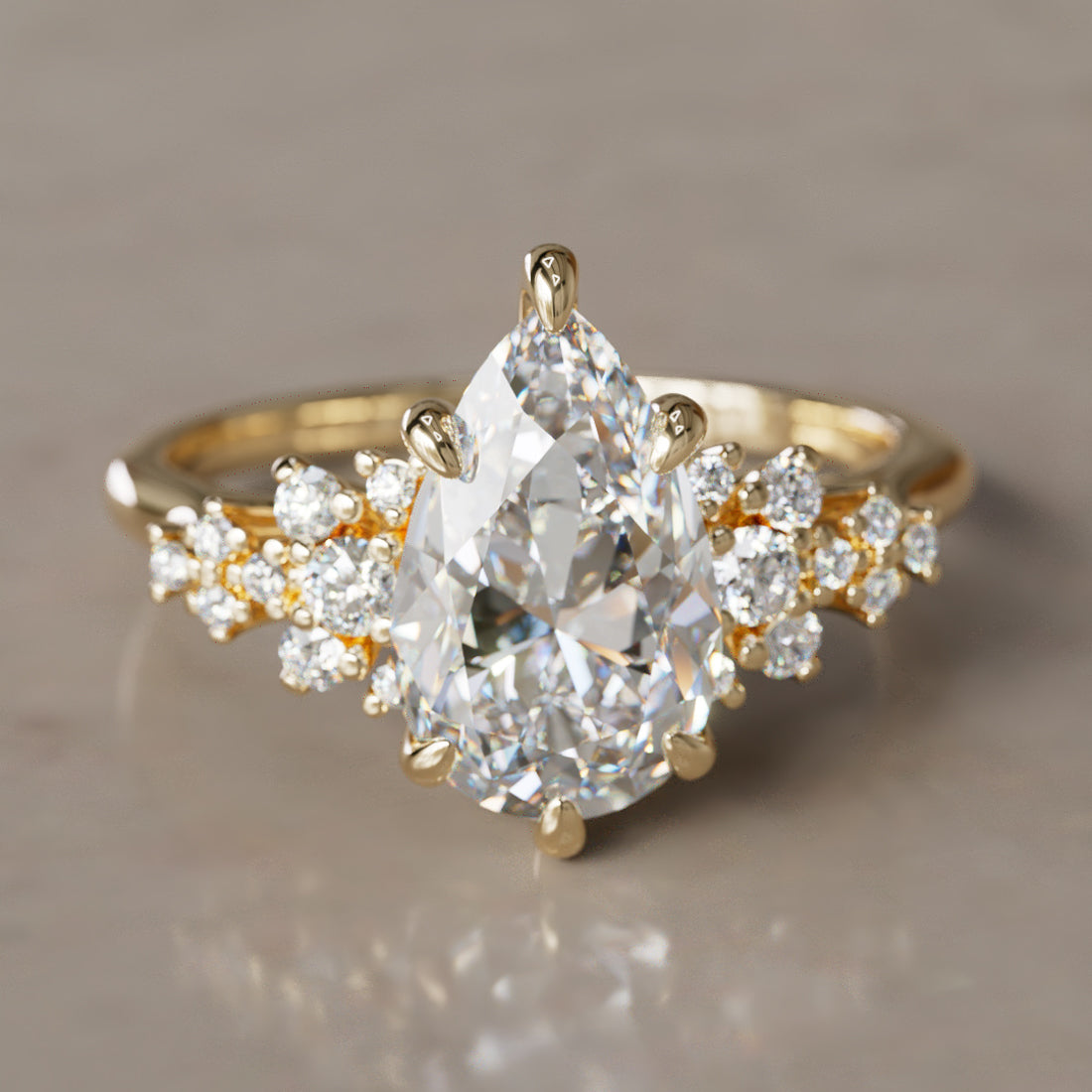 Marquise Shaped Three Stone Lab Grown Diamond Engagement Ring