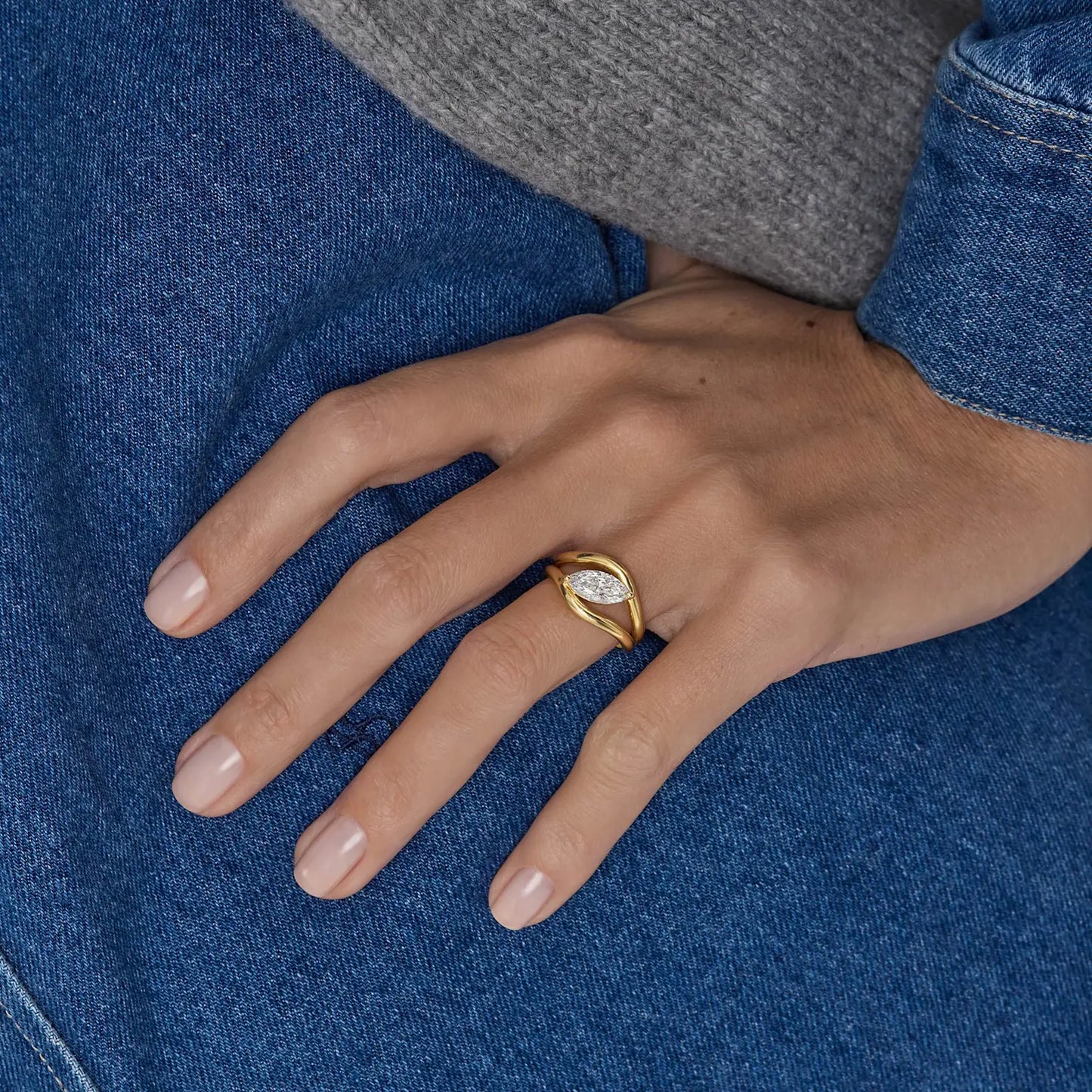 Timeless 1.2 CT Marquise Cut Double Shank Solitaire Lab Grown Diamond Engagement Ring