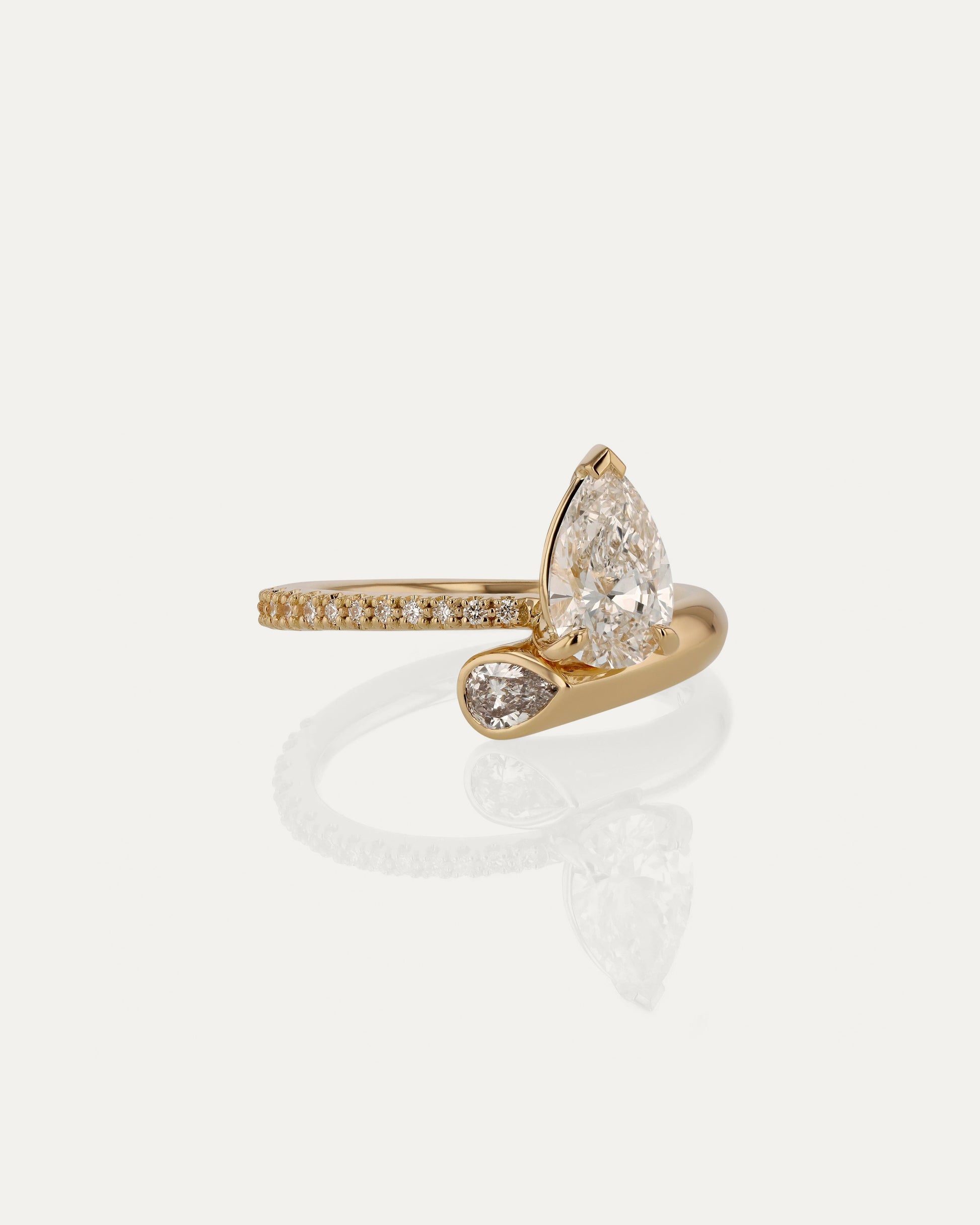 Marquise Shaped Three Stone Lab Grown Diamond Engagement Ring