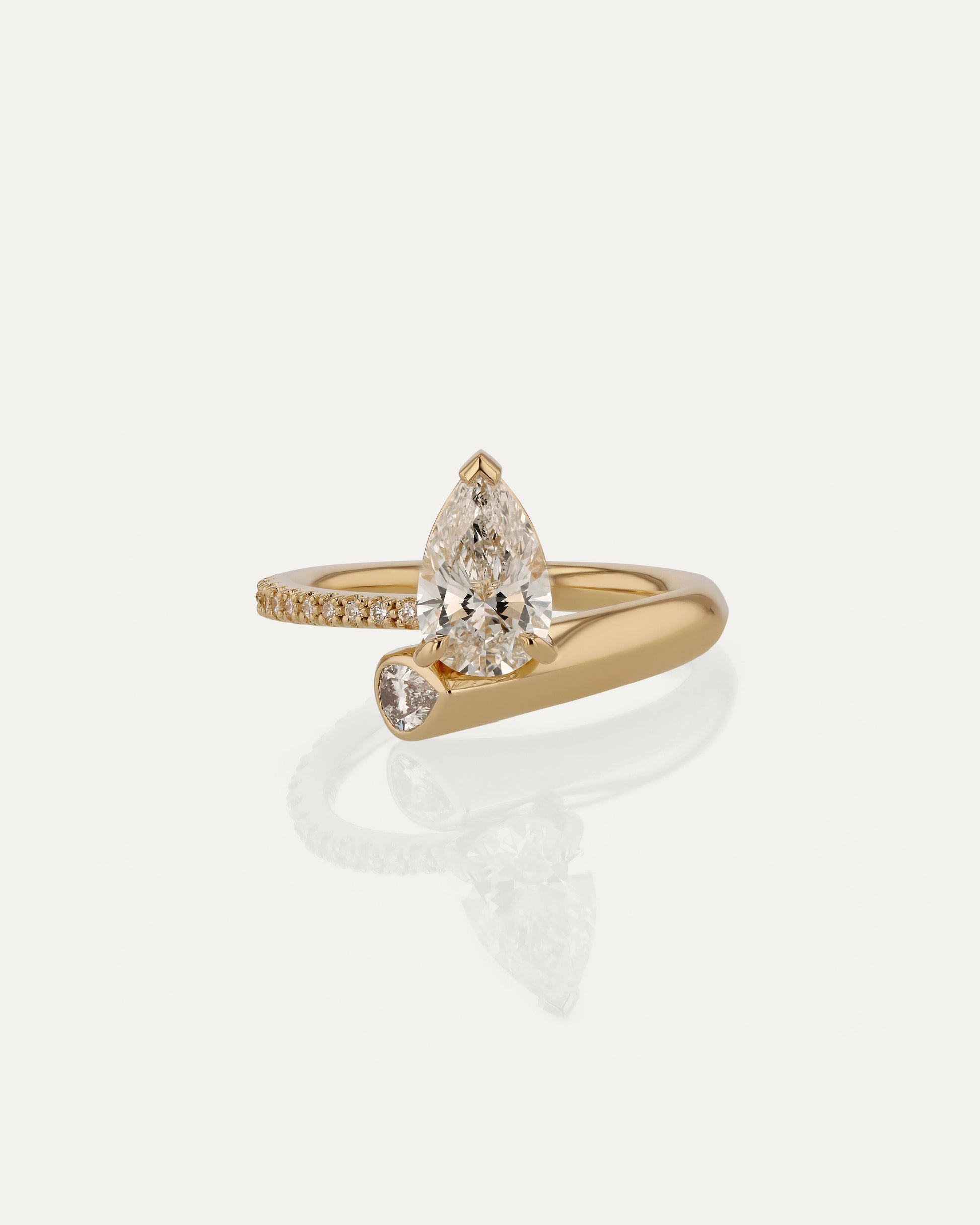 Marquise Shaped Three Stone Lab Grown Diamond Engagement Ring