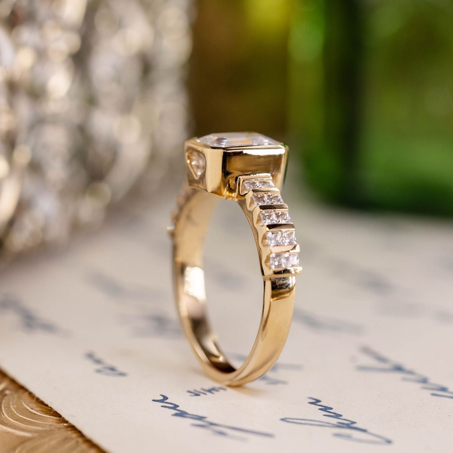 Marquise Shaped Three Stone Lab Grown Diamond Engagement Ring