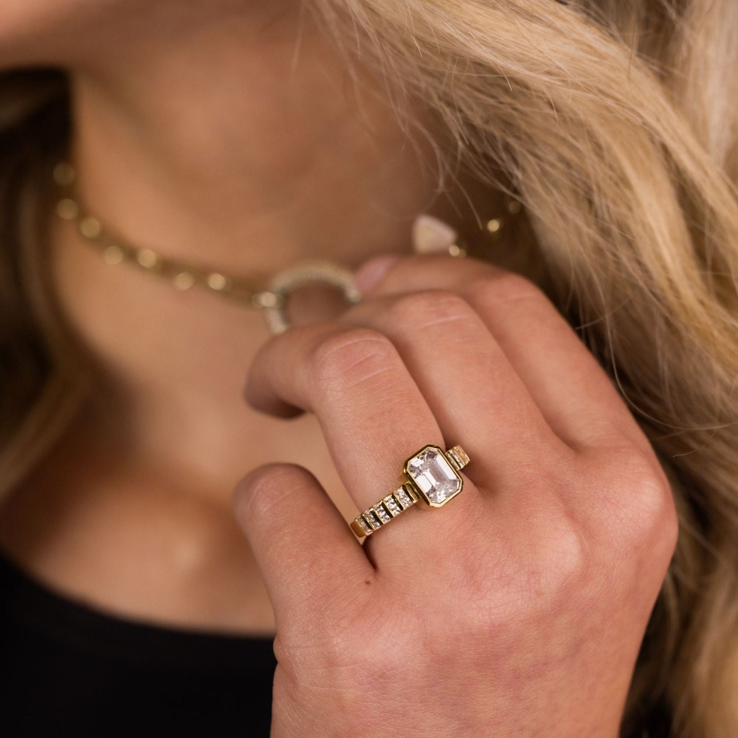 Marquise Shaped Three Stone Lab Grown Diamond Engagement Ring