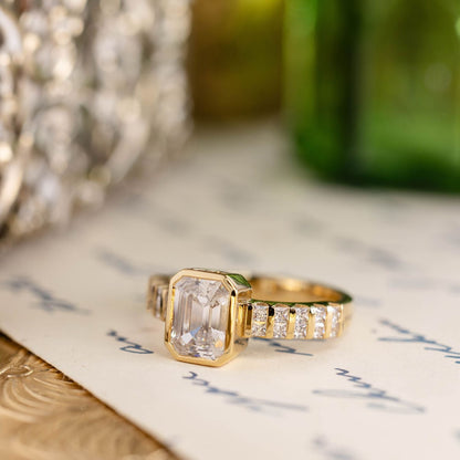 Marquise Shaped Three Stone Lab Grown Diamond Engagement Ring