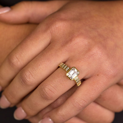 Marquise Shaped Three Stone Lab Grown Diamond Engagement Ring