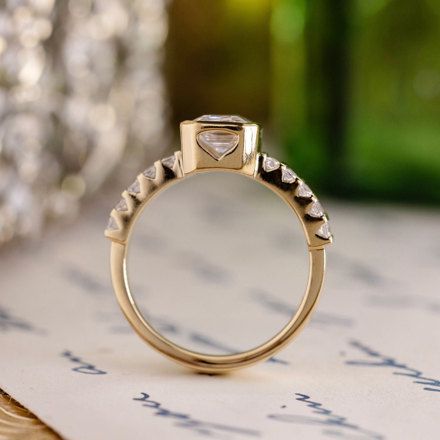 Marquise Shaped Three Stone Lab Grown Diamond Engagement Ring