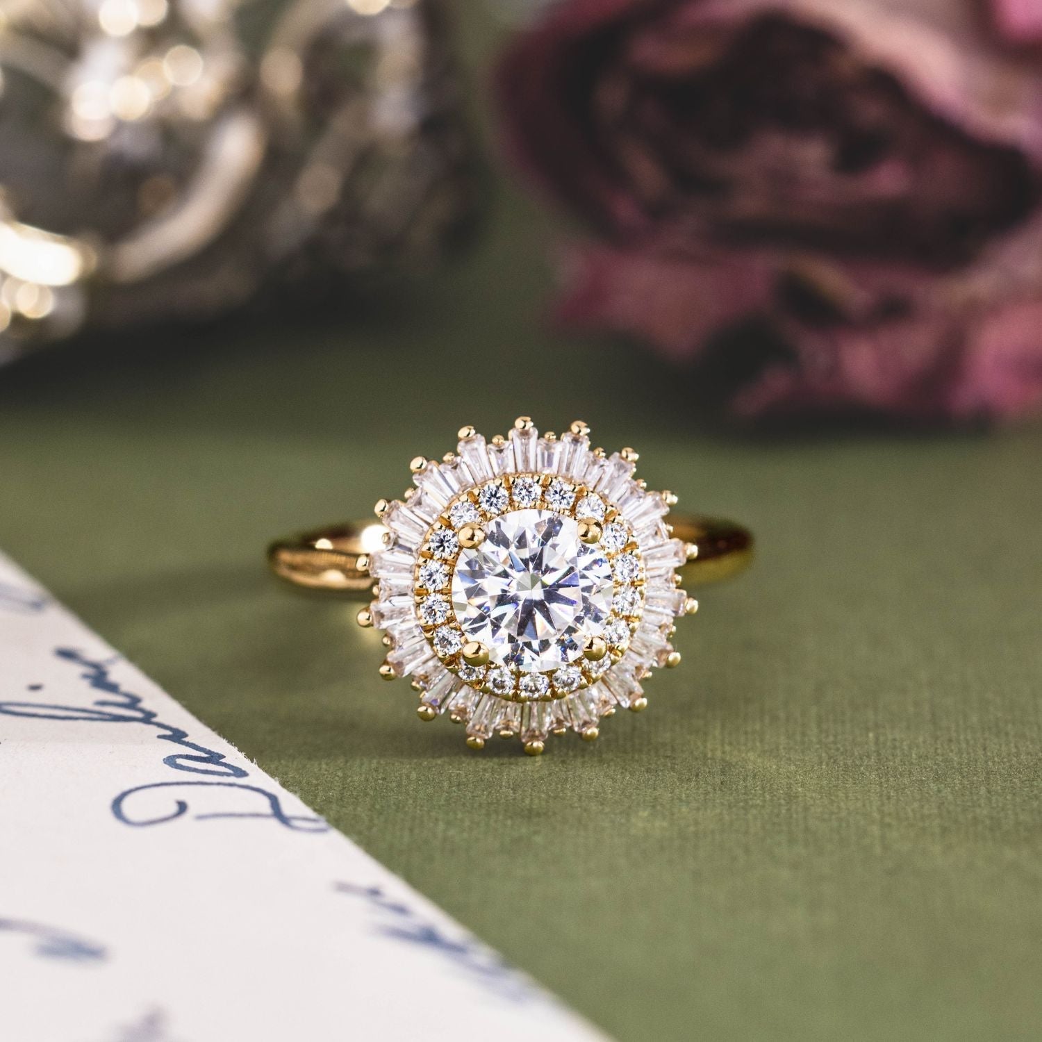 Marquise Shaped Three Stone Lab Grown Diamond Engagement Ring