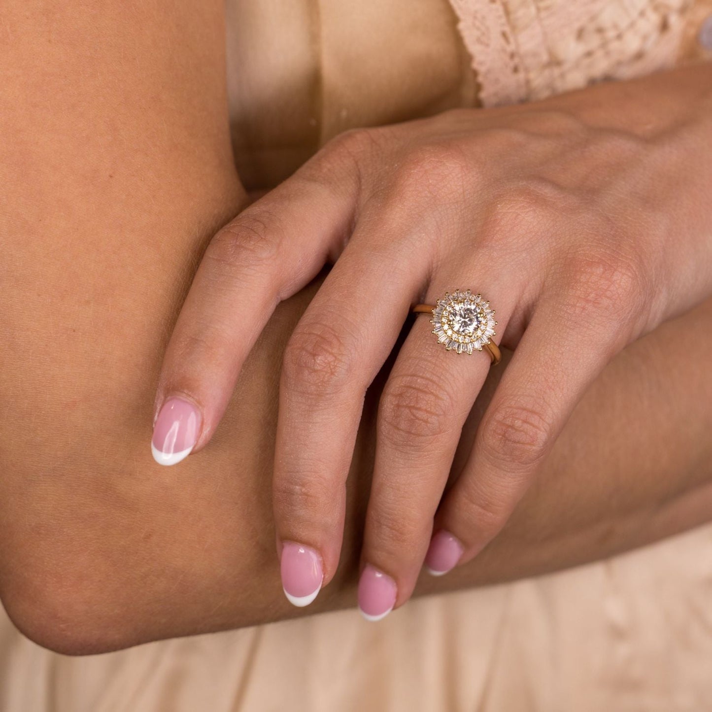 Marquise Shaped Three Stone Lab Grown Diamond Engagement Ring