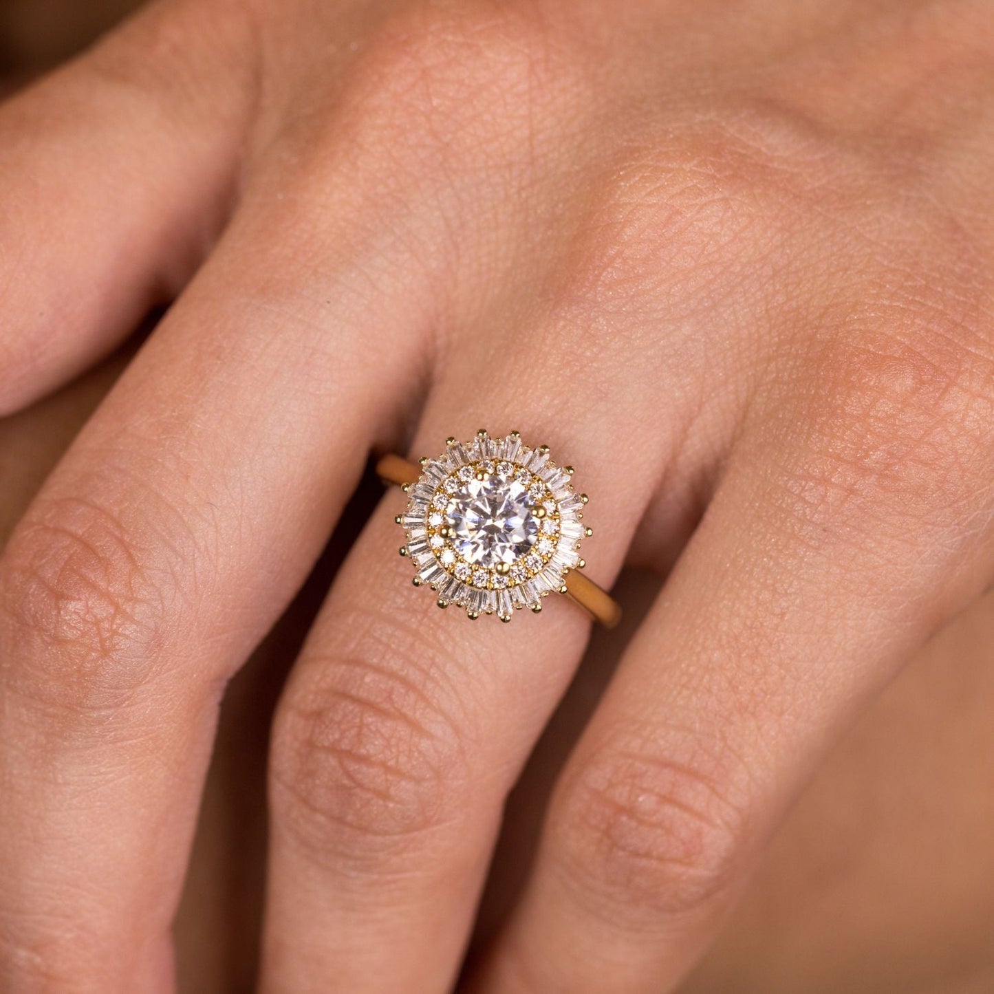 Marquise Shaped Three Stone Lab Grown Diamond Engagement Ring