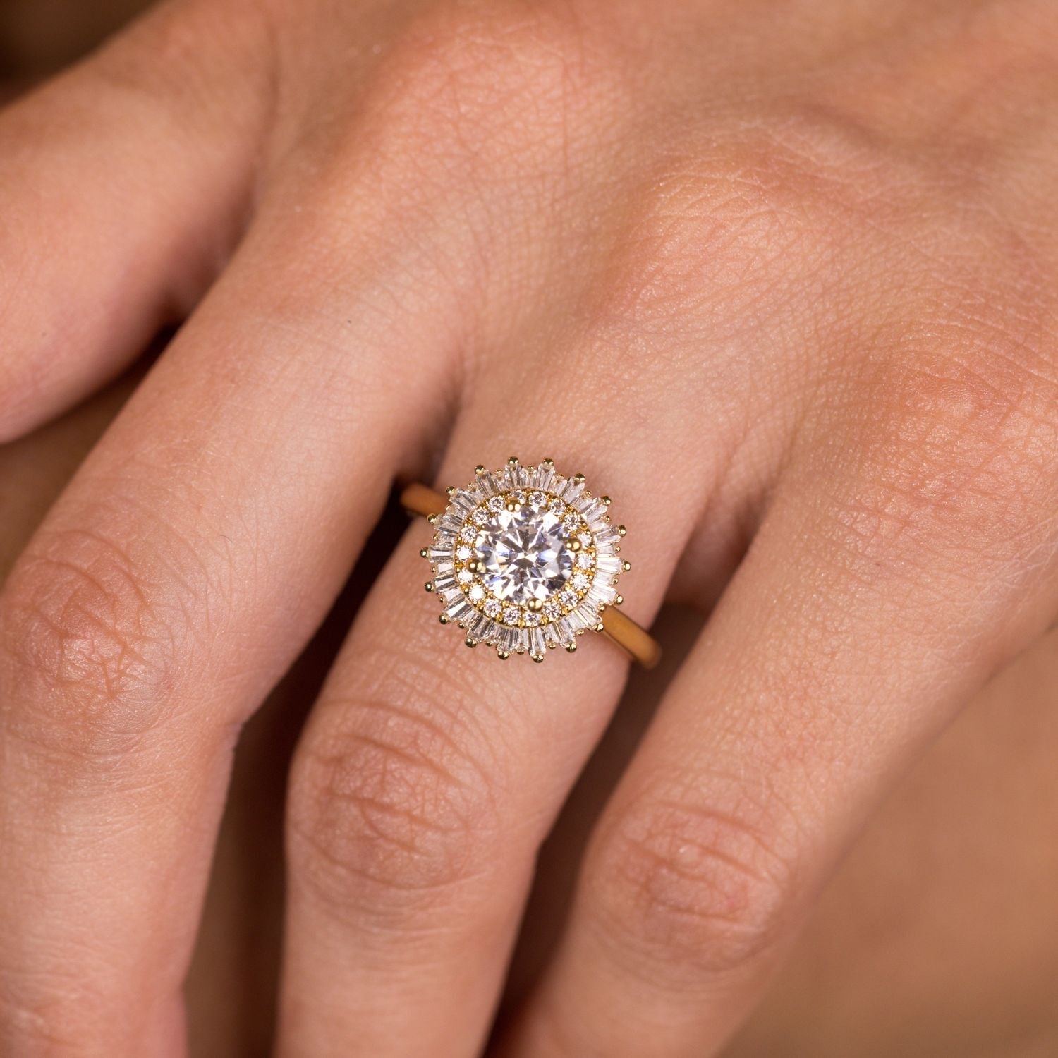 Marquise Shaped Three Stone Lab Grown Diamond Engagement Ring