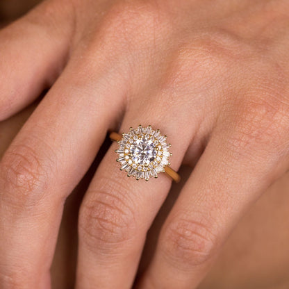 Marquise Shaped Three Stone Lab Grown Diamond Engagement Ring