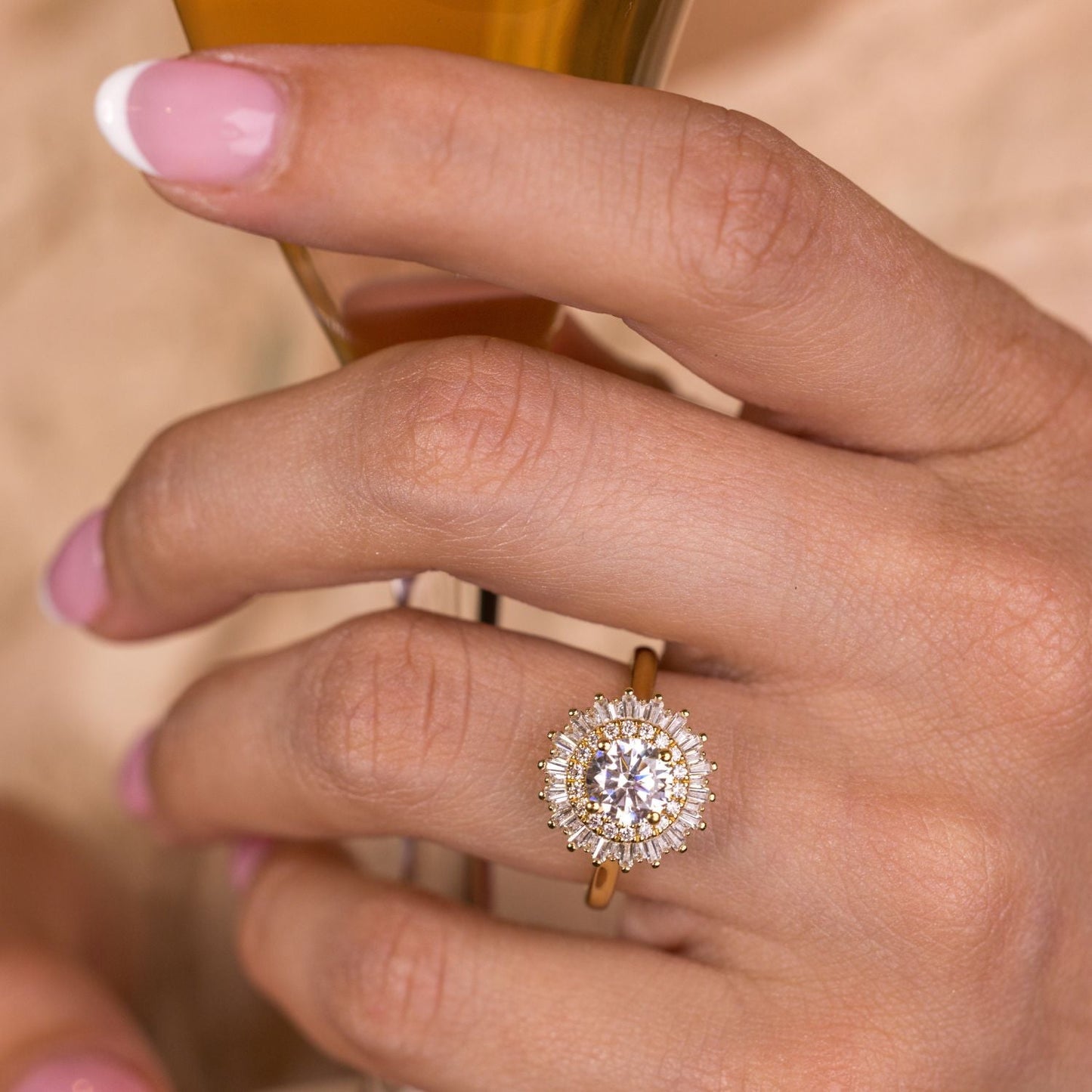 Marquise Shaped Three Stone Lab Grown Diamond Engagement Ring