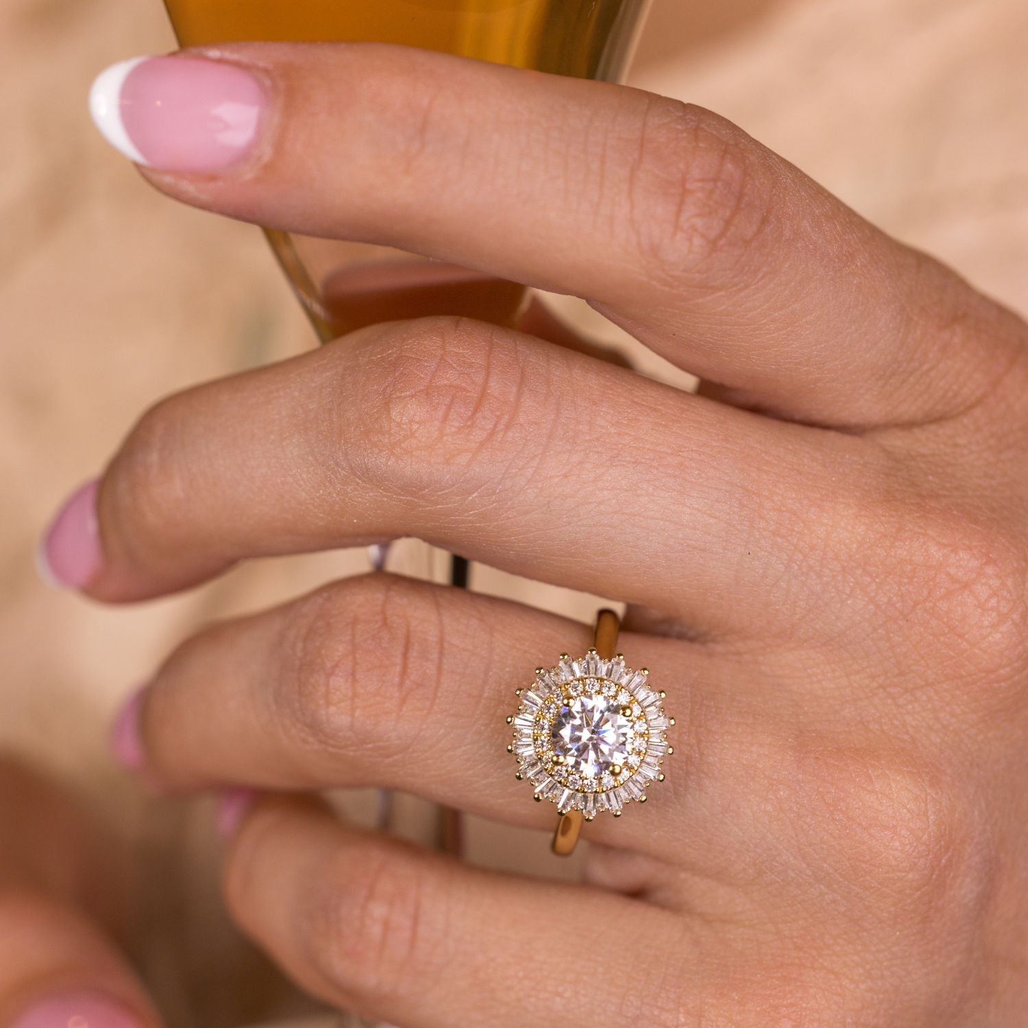 Marquise Shaped Three Stone Lab Grown Diamond Engagement Ring